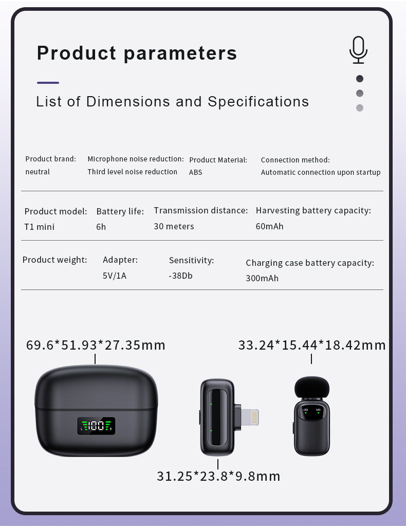 T1 Mini Wireless Microphone